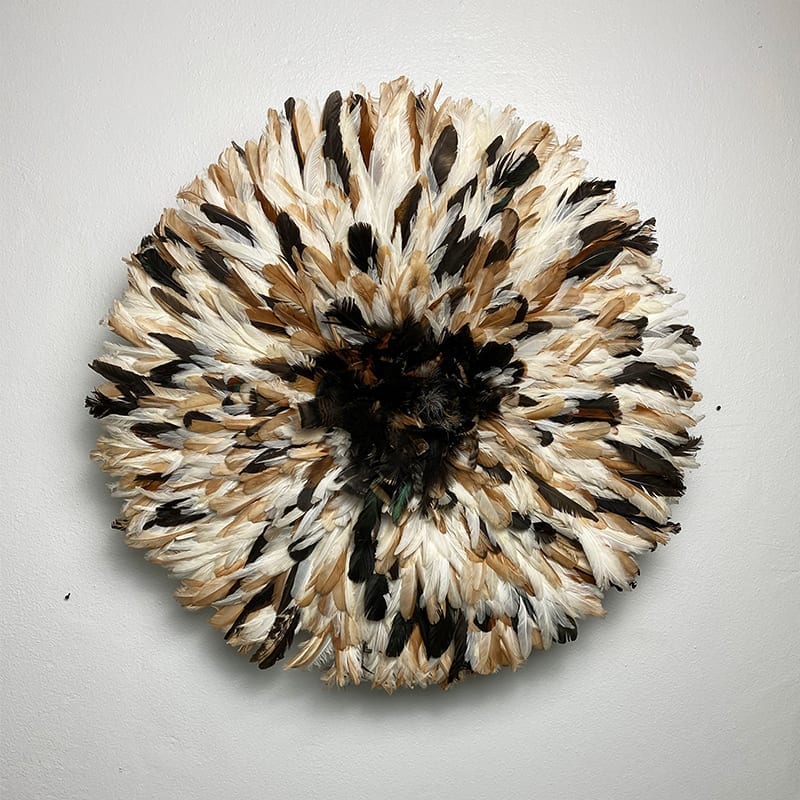 Décoration murale en plumes juju hat - marron clair avec centre marron foncé