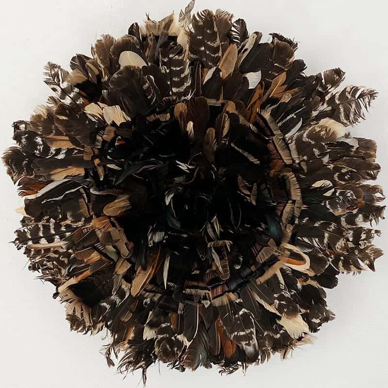 Décoration murale en plumes Juju hat - mélange de marron foncé - S