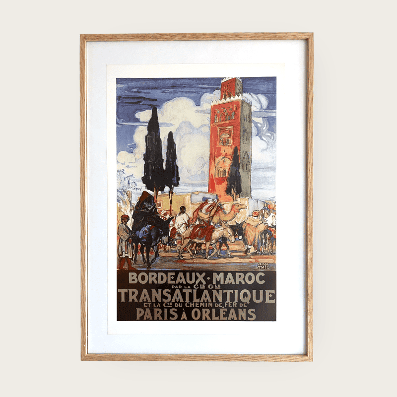 Affiche 40x60 cm. BORDEAUX-MAROC