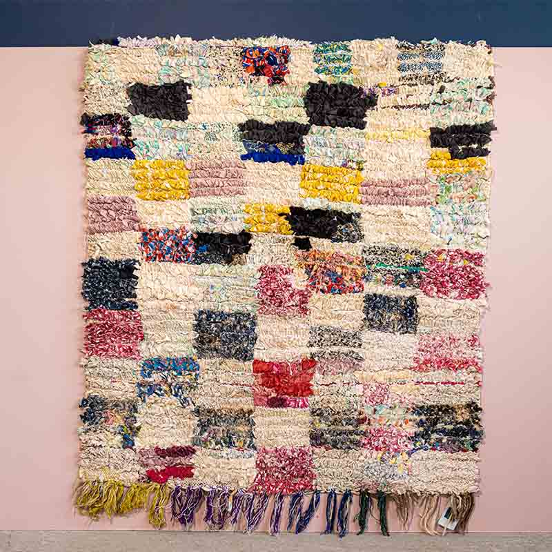 Tapis Boucherouite marocain - Fleurie 100x230