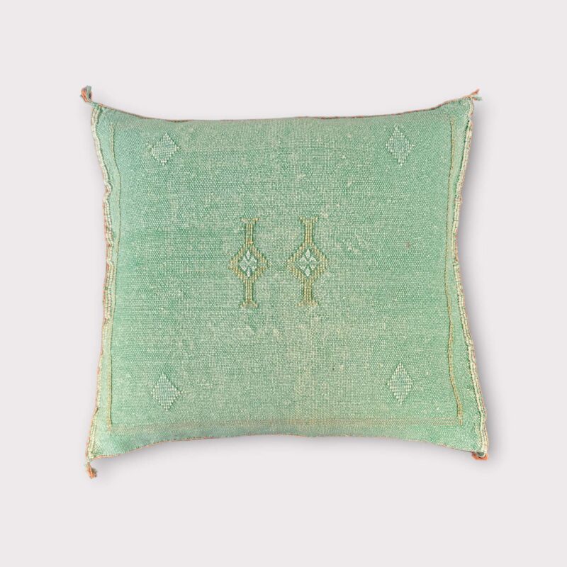 Housse de coussin cactus en soie - vert anis - Grøn2