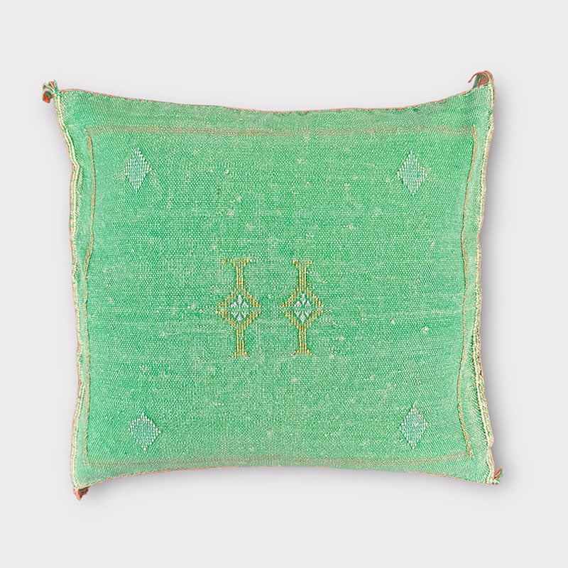 Housse de coussin cactus en soie - vert anis - Grøn3