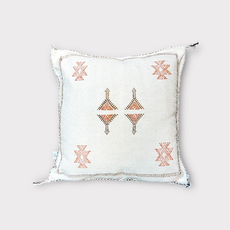 Coussin en soie Cactus blanc/naturel - Motiv 3