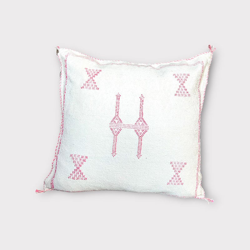 Coussin en soie Cactus blanc/naturel - Motiv 2