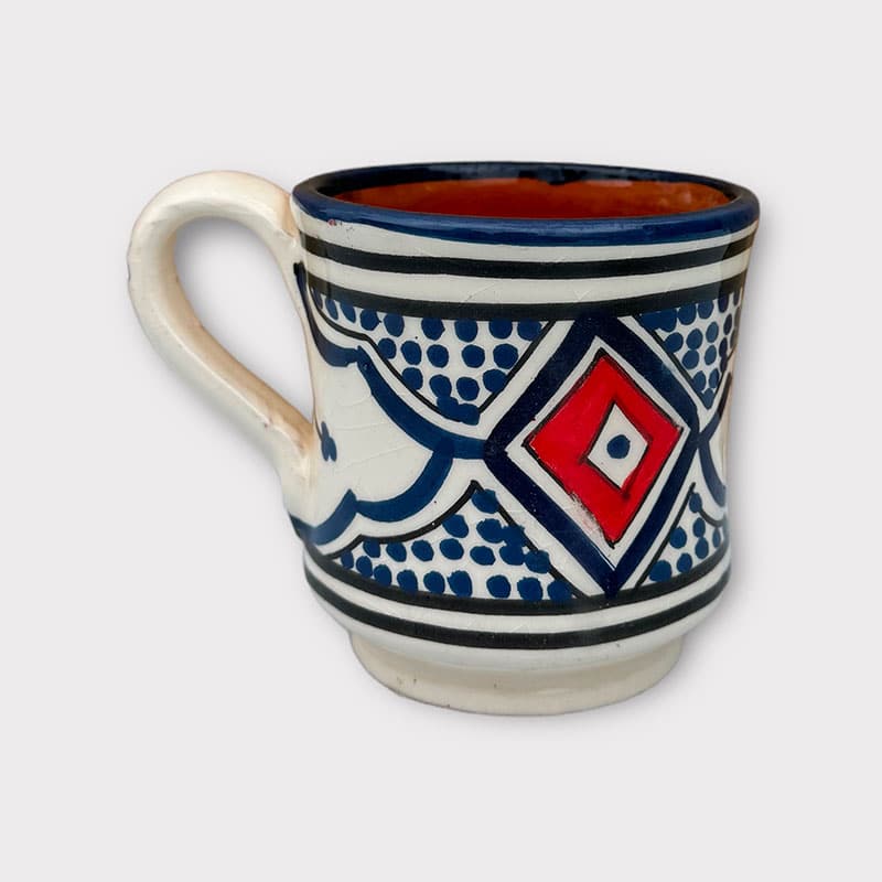 Mug marocain en céramique avec anse - Mørkeblå/rød