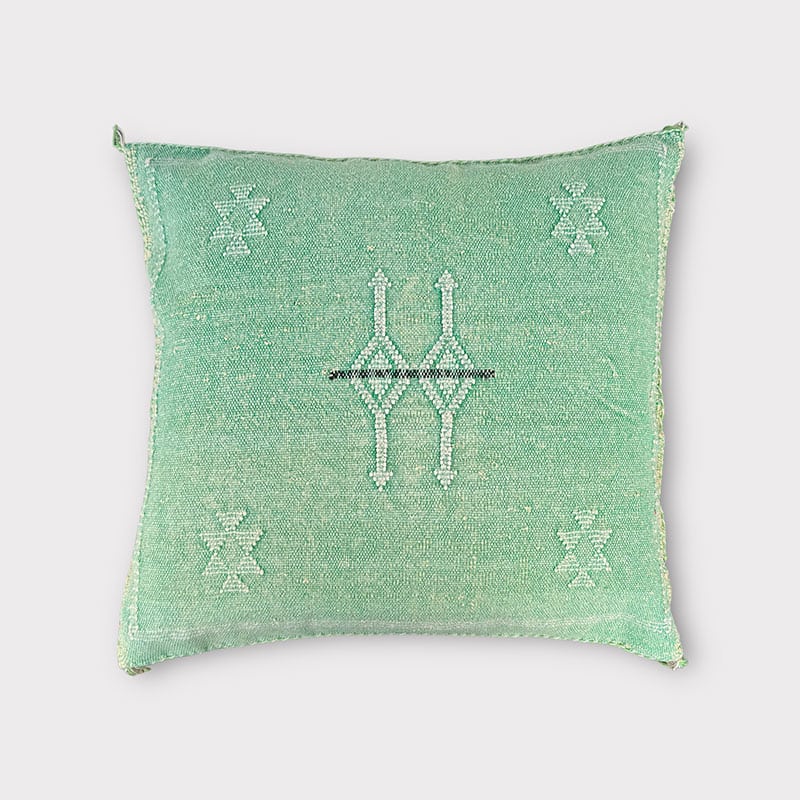 Housse de coussin cactus en soie - vert anis - Grøn5