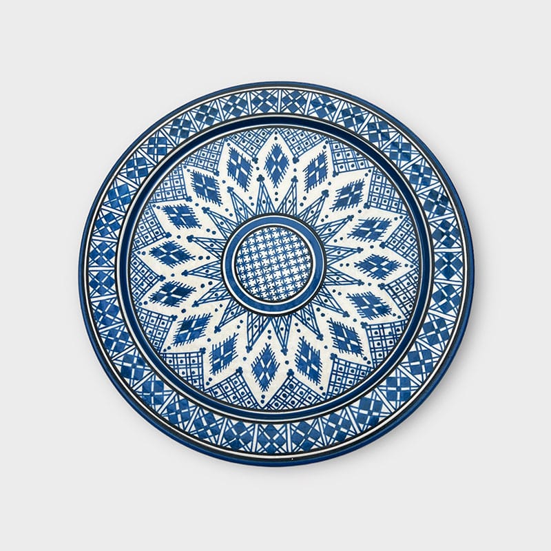 Plat marocain 35 cm. TONS BLEUS - Blå berber 2
