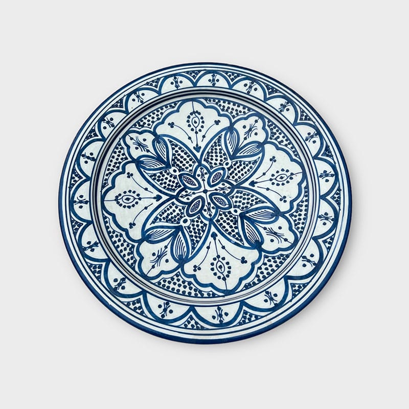 Plat marocain 35 cm. TONS BLEUS - Blå blomst
