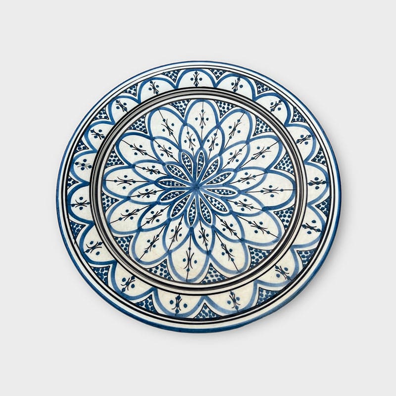 Plat marocain 35 cm. TONS BLEUS - Blå stjerne