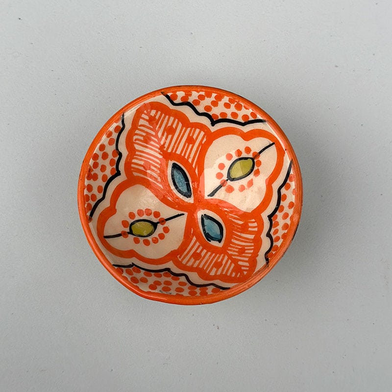 Bol marocain en céramique - 7,5 cm. - Orange