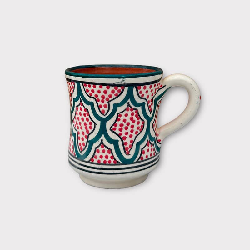 Mug marocain en céramique avec anse - rød/turkis