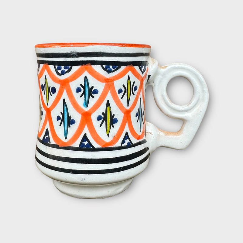 Mug marocain en céramique avec anse en forme d'oeil - Orange