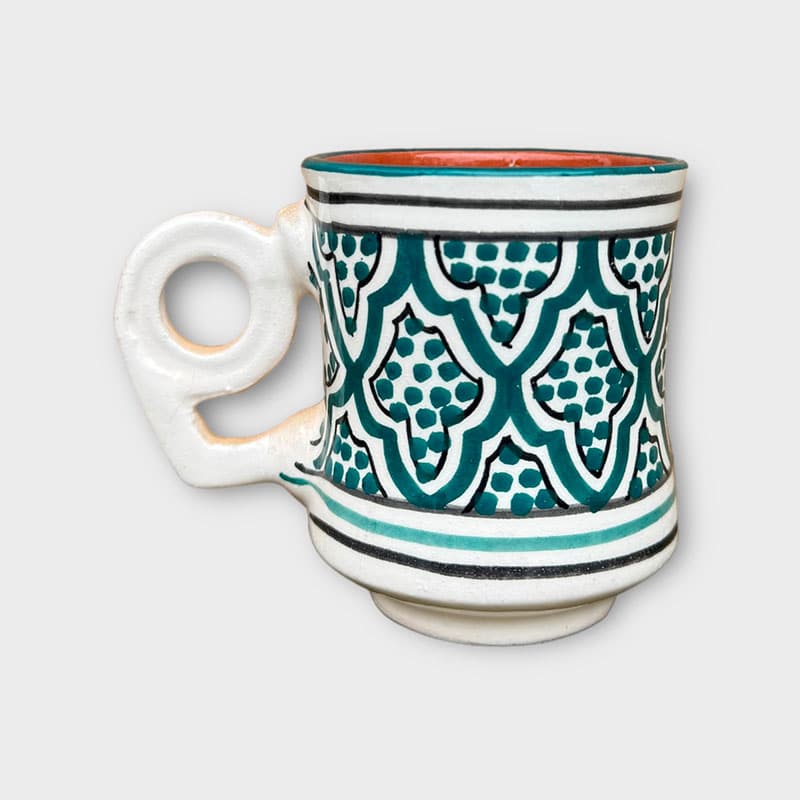 Mug marocain en céramique avec anse en forme d'oeil -  Petrol