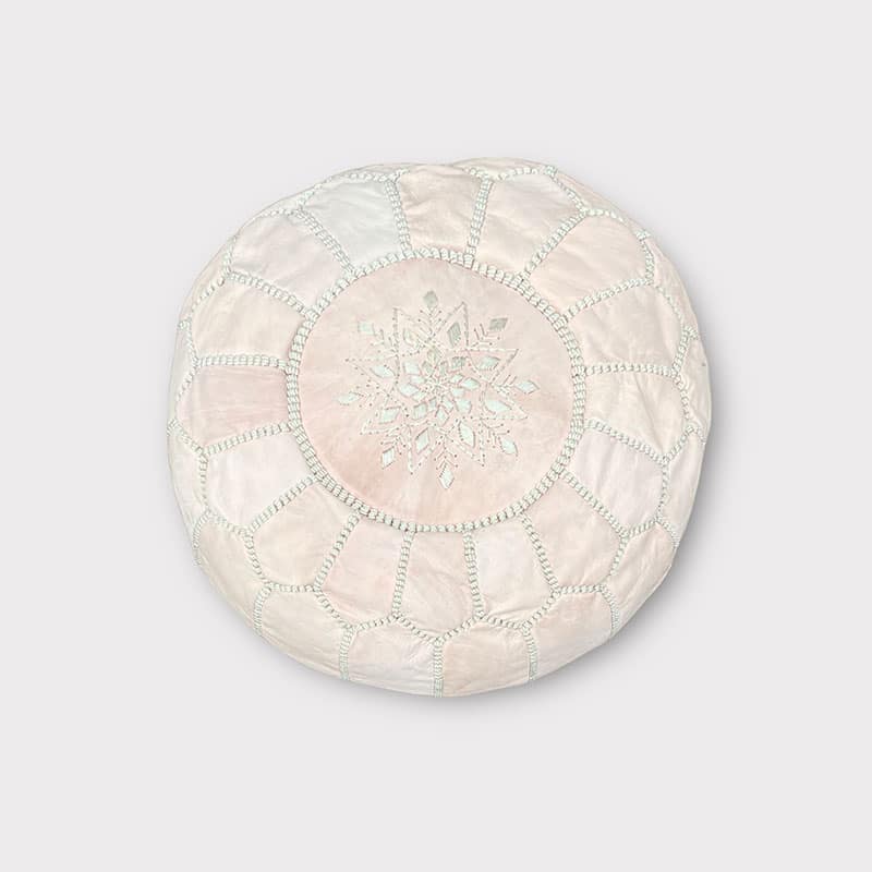 Pouf en cuir naturel clair mini