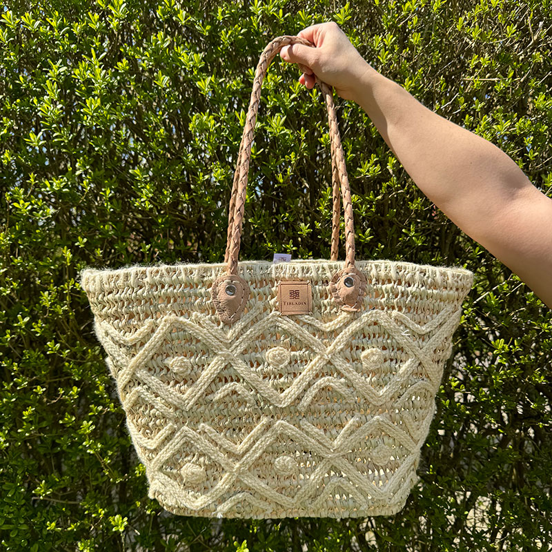 Sac/shopper de plage en osier · VANILLE
