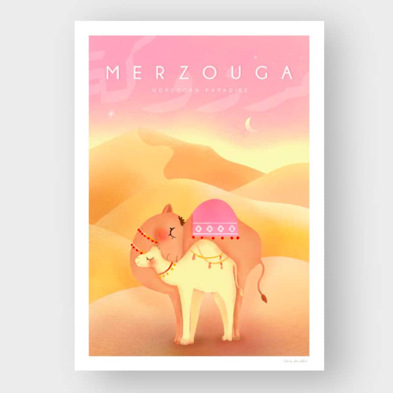 Affiche marocaine MERZOUGA PARADISE - 50x70