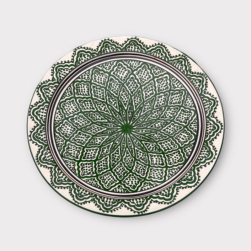 Plat marocain 42 cm. en vert foncé - Mørkegrøn stjerne