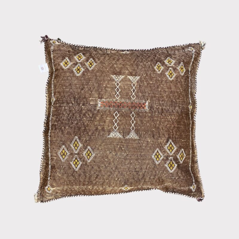 Housse de coussin cactus en soie - Mocca - Motiv 1