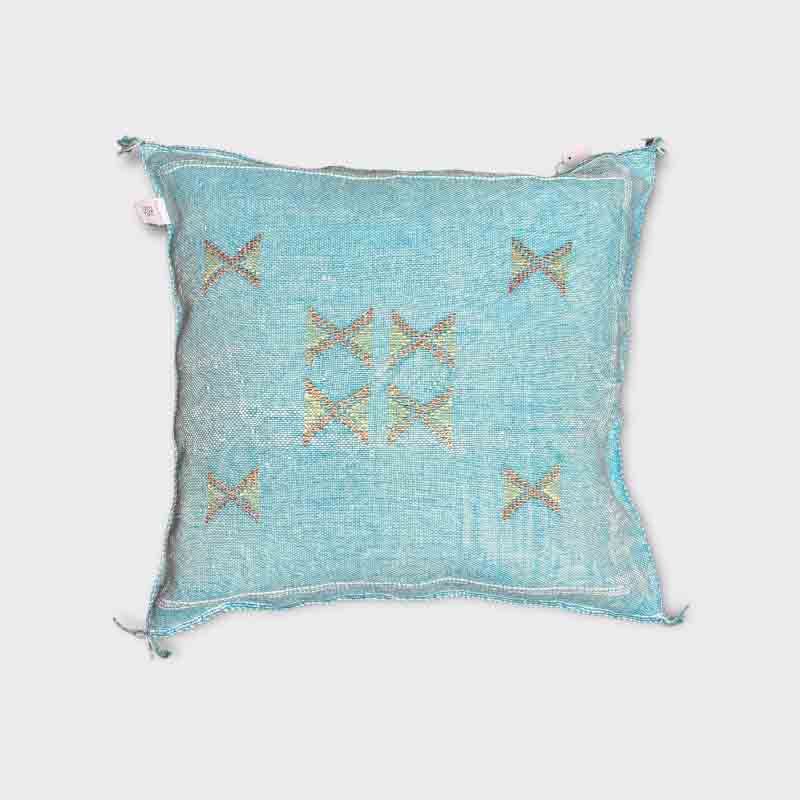 Coussin en soie Cactus bleu/turquoise - Motiv 6
