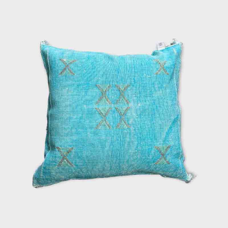 Coussin en soie Cactus bleu/turquoise - Motiv 7