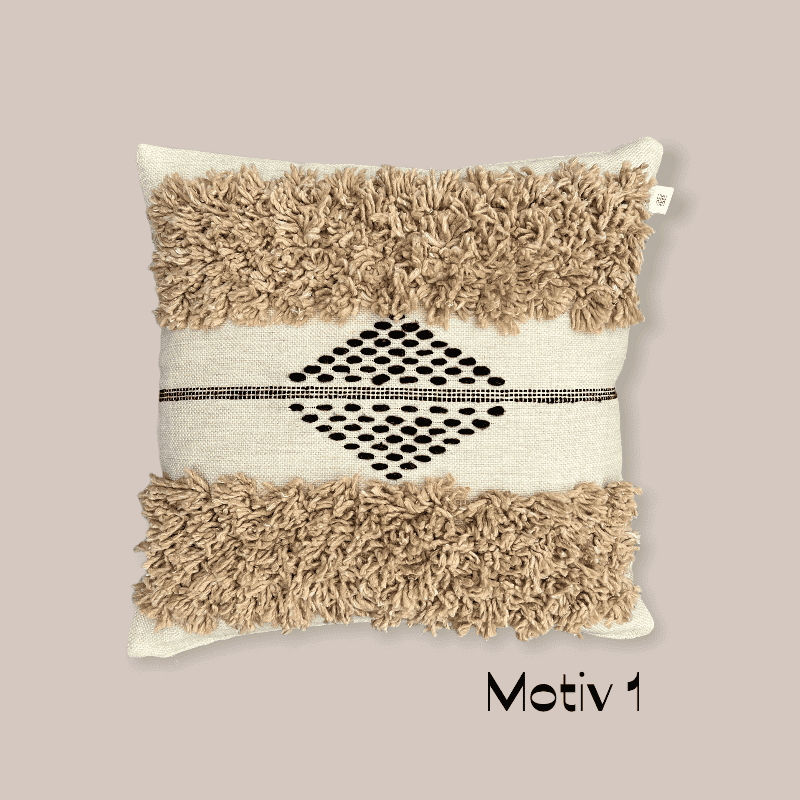 Coussin SABLE beige/blanc - Motiv 1