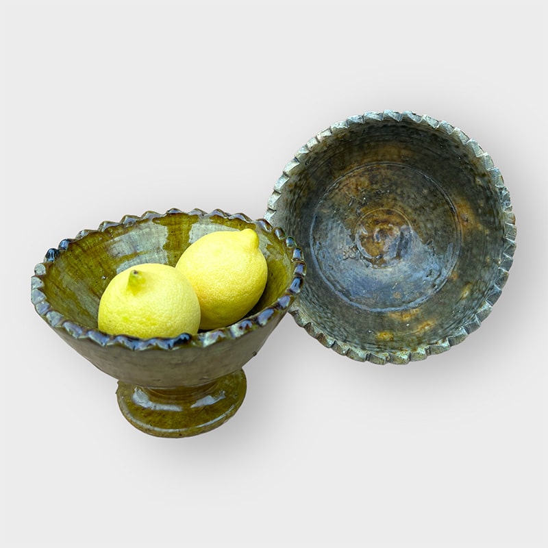 Bol sur pied à bord ondulé en Tamegroute jaune - 14 cm