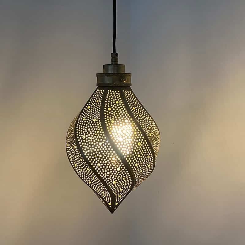 Lampe à suspension marocaine twist drop - or