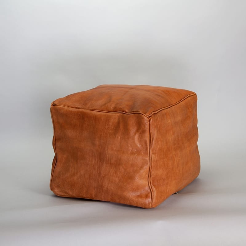 Pouf en cuir - carré - 40x40