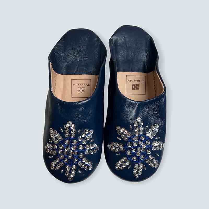 Chaussons femme - bleu nuit à paillettes - 42