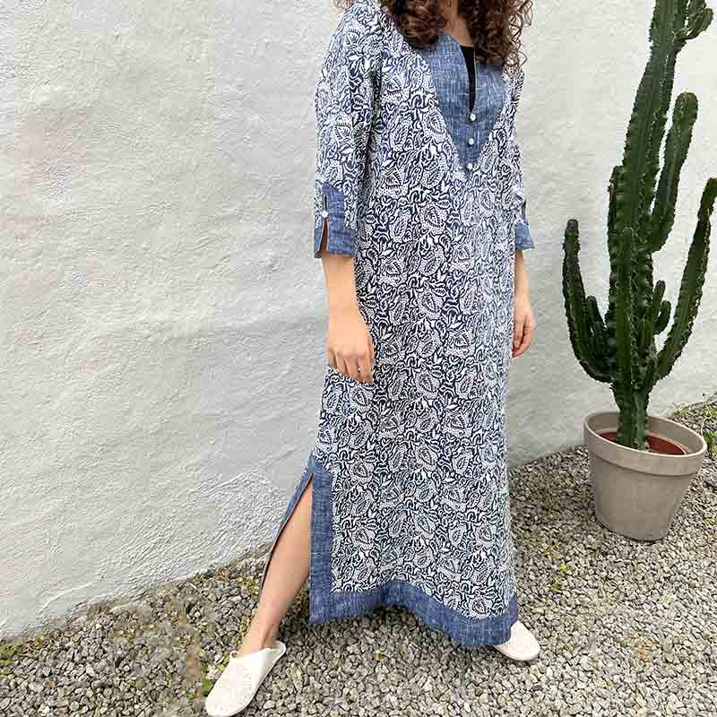 Robe taille M (tons bleus) - Denim Leaf