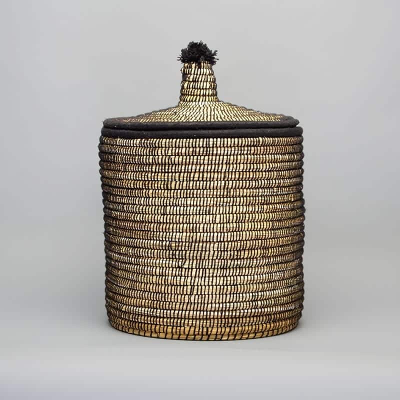 Panier en osier avec couvercle - noir