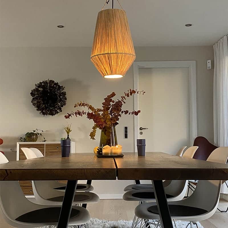 Lampe marocaine en raphia - forme cône