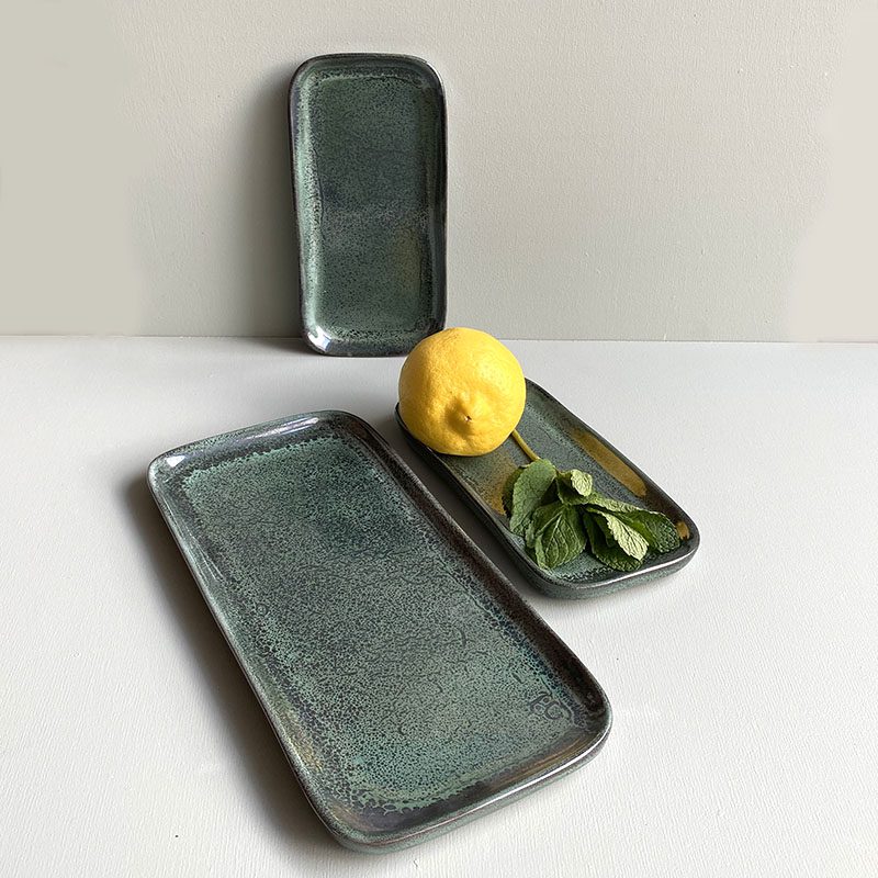 Plat marbré vert - Grès - 10x20