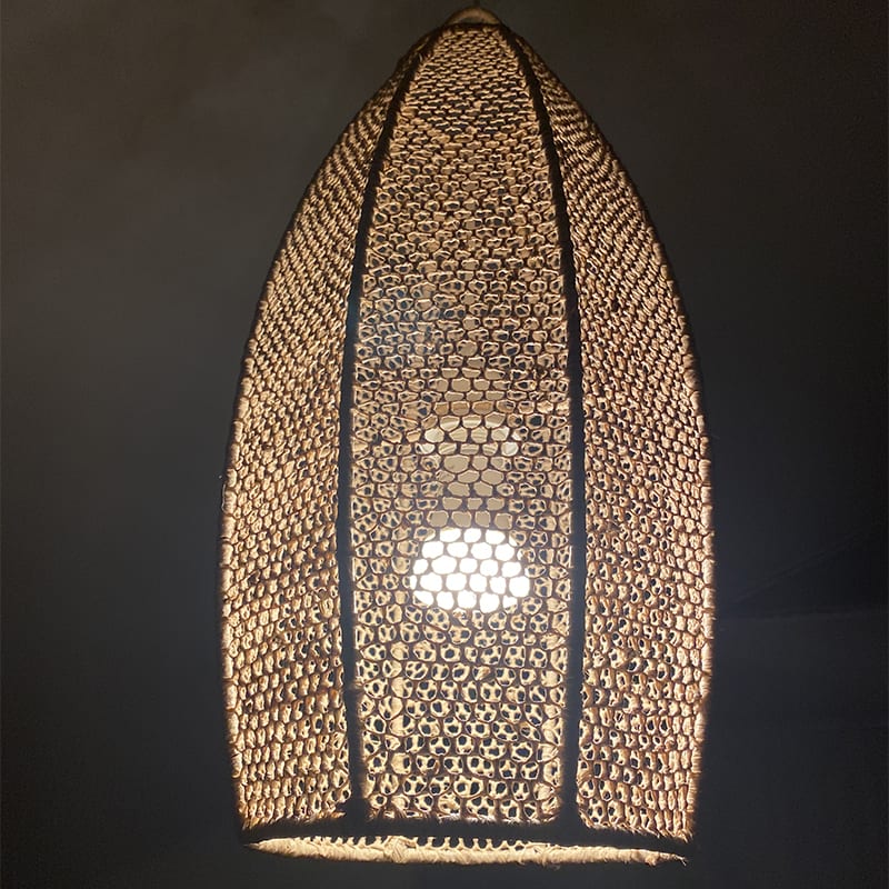Cylindre de lampe en raphia marocain