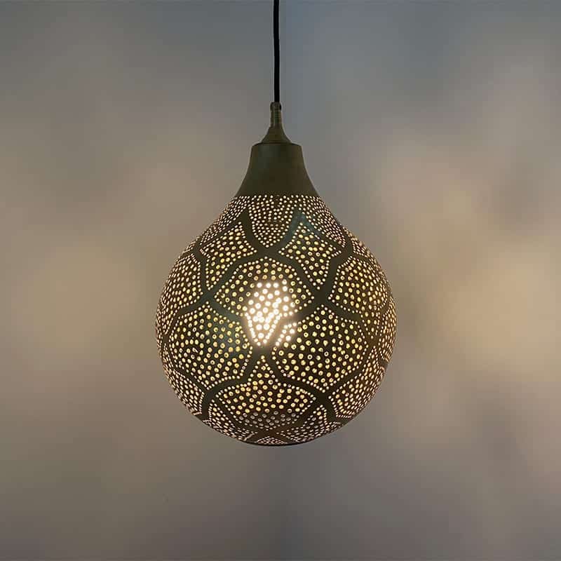 Lampe à suspension marocaine ronde - or avec électrique - Lille 33x20