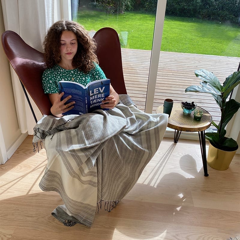 Plaid marocain - rayé gris clair - Hvid