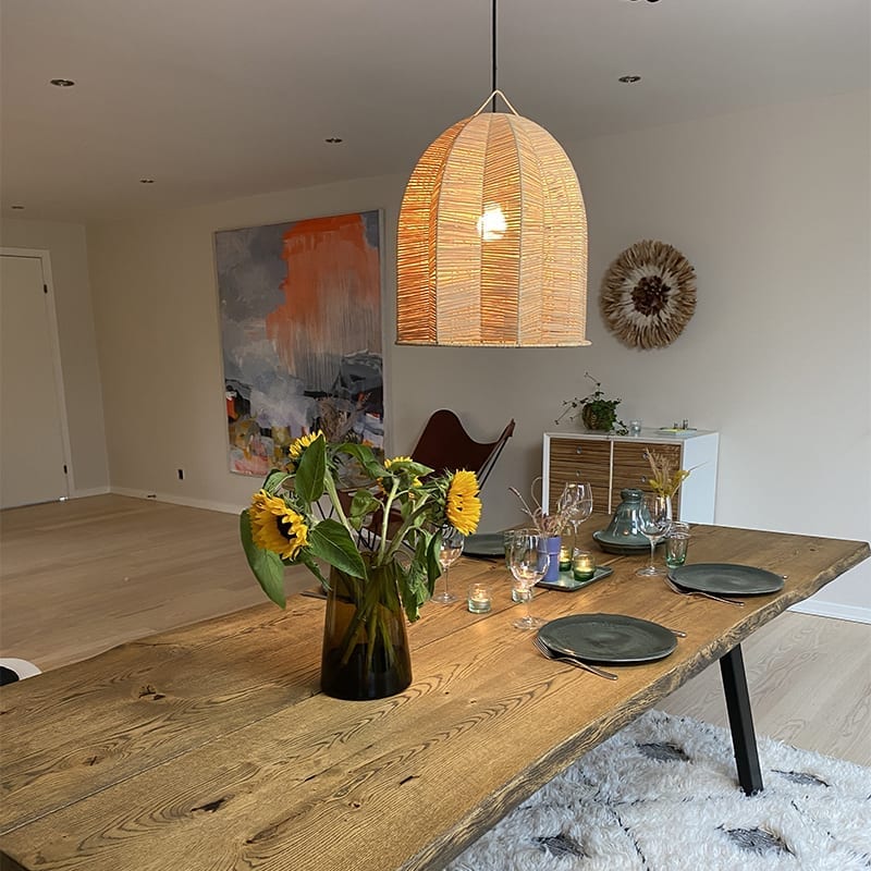 Lampe à suspension marocaine en raphia - en forme d'étoile