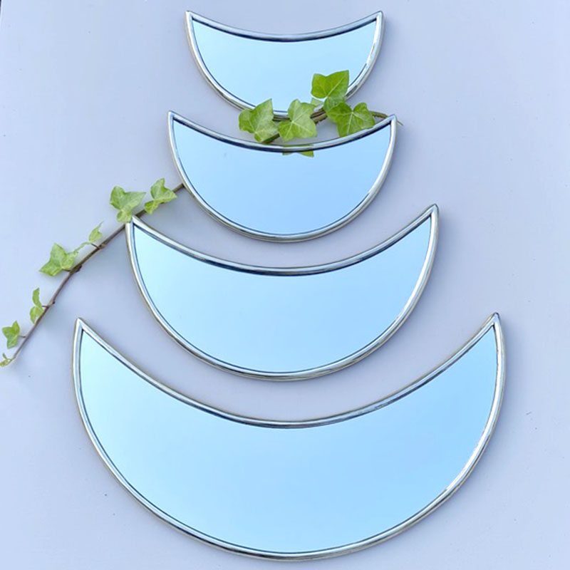 Miroir demi-lune - argent - L