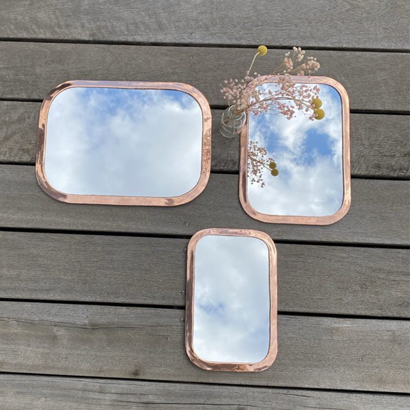 Miroir rectangulaire aux bords arrondis - Or rose - S