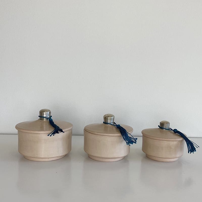 Pots en stuc/tadlekt - beige - bas - S