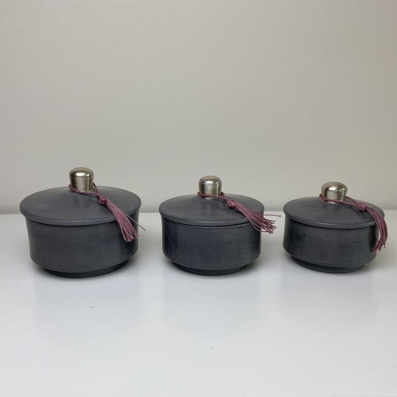 Pots en stuc/tadlect - gris foncé - bas - S