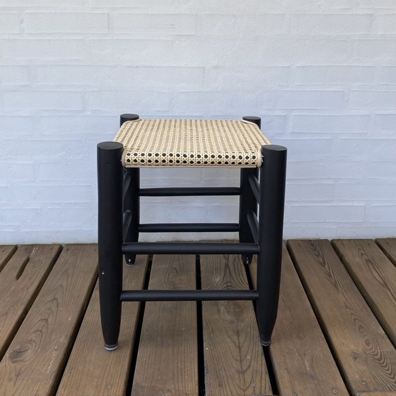 Tabouret en Rotin Cannage - noir