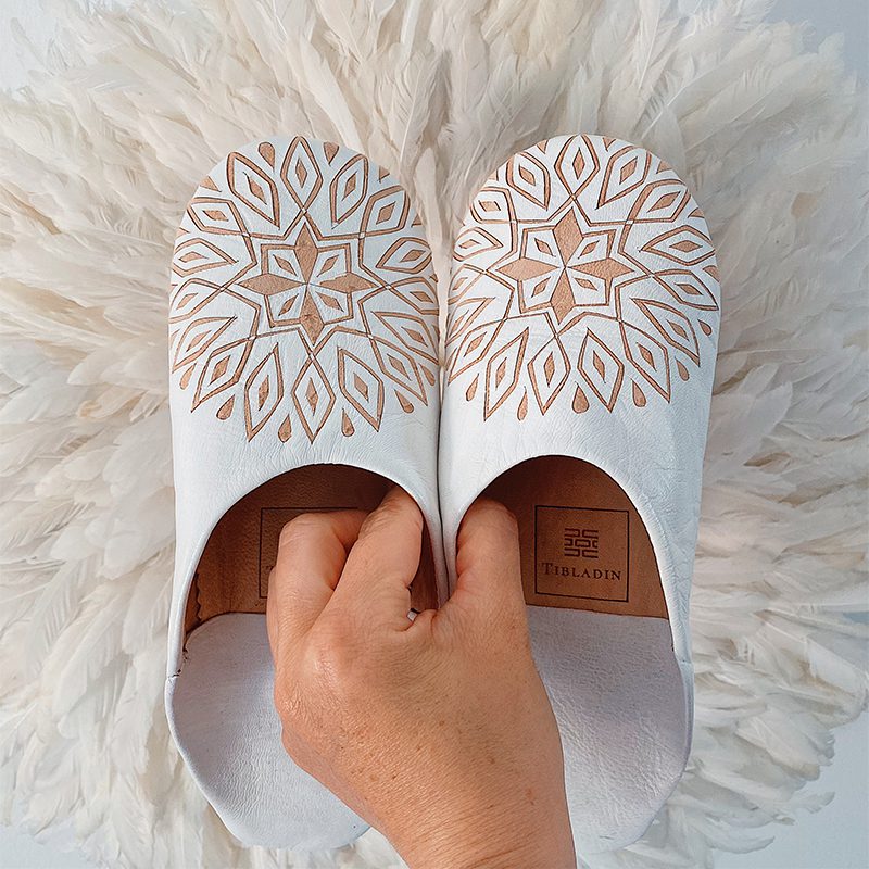 Chaussons femme - blanc à motif - 36