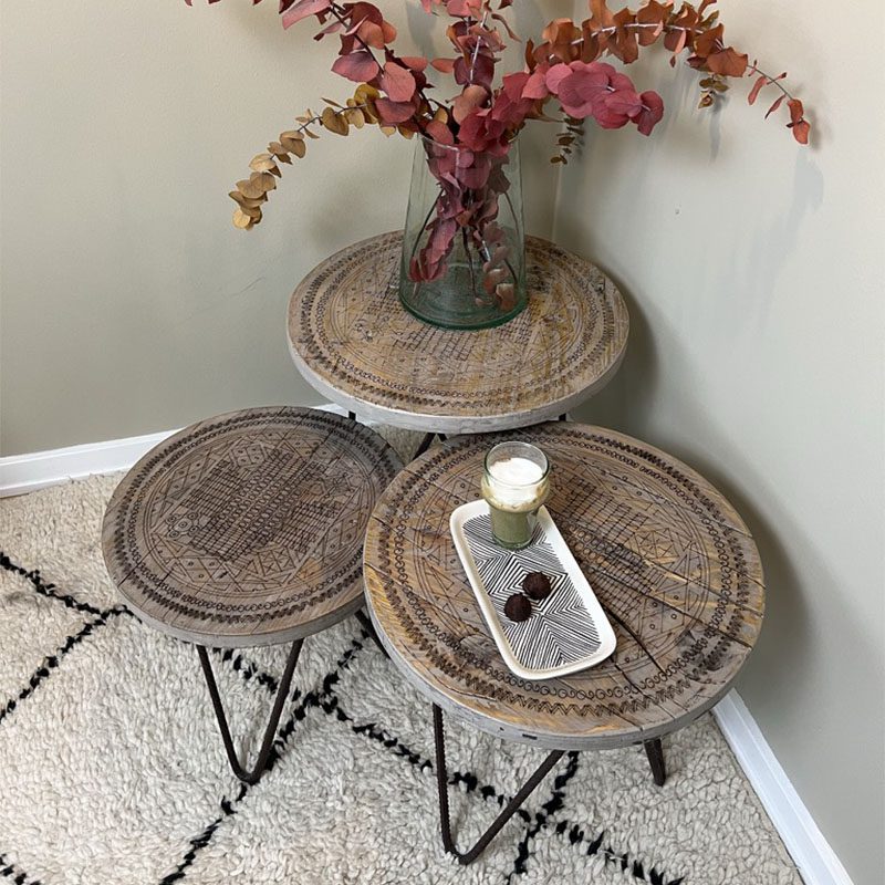 Tables en bois à motif berbère SULTAN - Medium