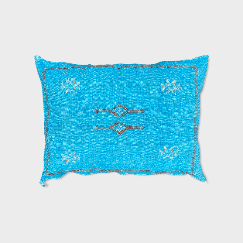 Housse de coussin cactus en soie - TURQUOISE