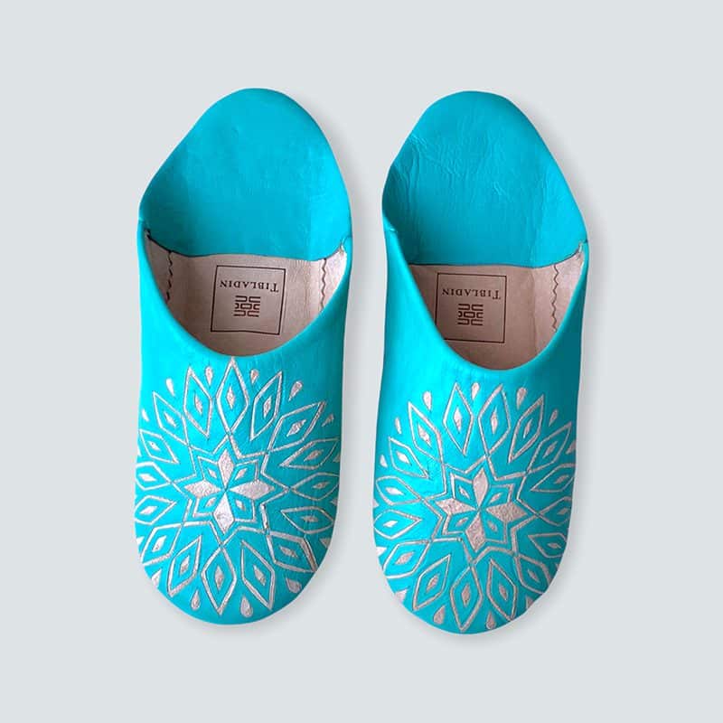 Chaussons femme - turquoise à motif - 37