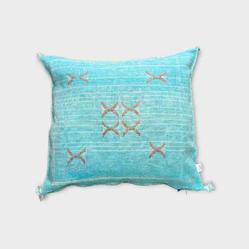 Coussin en soie Cactus bleu/turquoise - Motiv 1