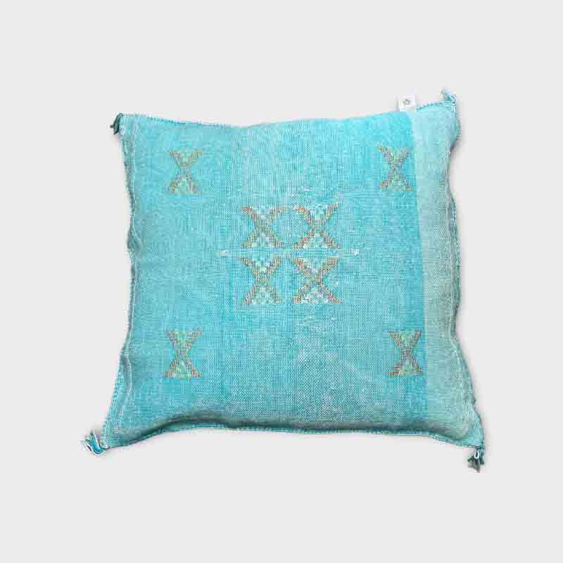 Coussin en soie Cactus bleu/turquoise - Motiv 4