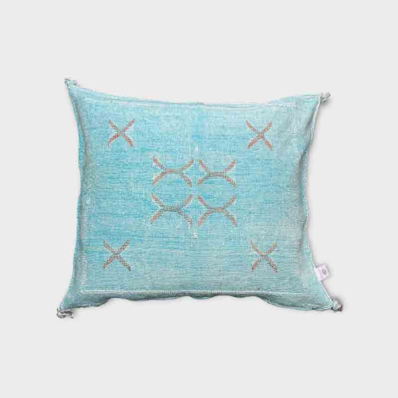 Coussin en soie Cactus bleu/turquoise - Motiv 5