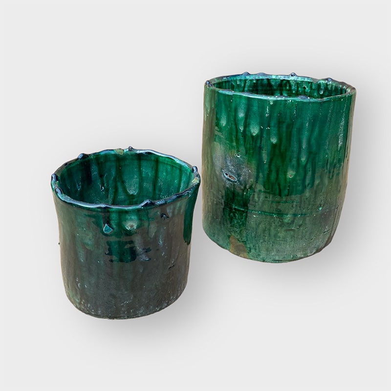 Pot de fleurs en céramique verte de Tamegroute - Medium
